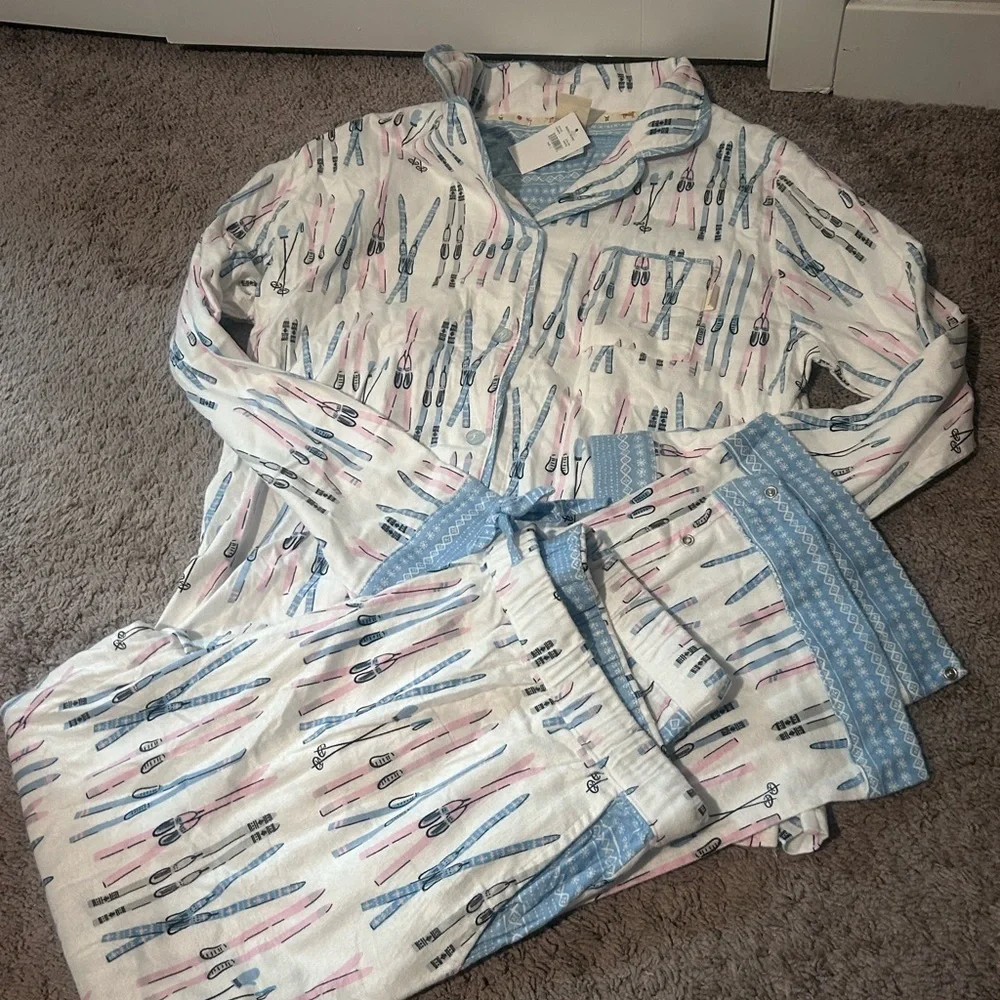 Munki Munki Pajamas for Women Classic Flannel PJ Set Long Sleeve Large NWT - Picture 5 of 6